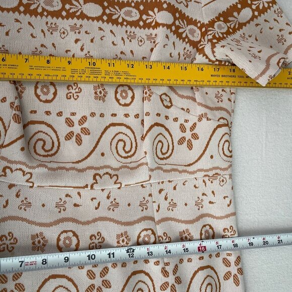 Vintage 1960s Short Sleeve Pineapple Floral Knee Length Shift Dress Zip Women M - Picture 8 of 8